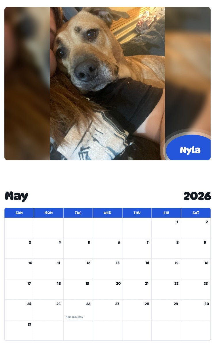 2026 - 2027 Nyla - Pawidols Pet Calendar