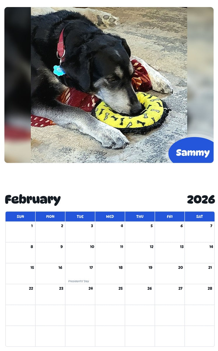 October 2025 - September 2026 Sammy - Pawidols Pet Calendar