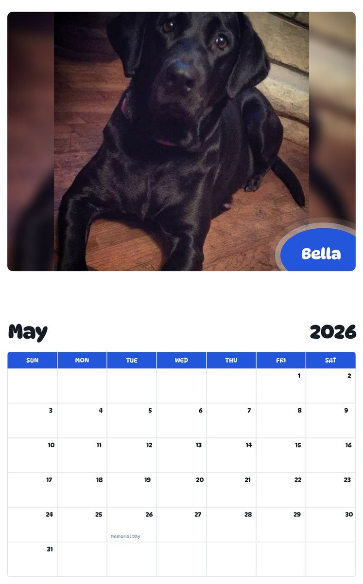 2026 - 2027 Bella - Pawidols Pet Calendar