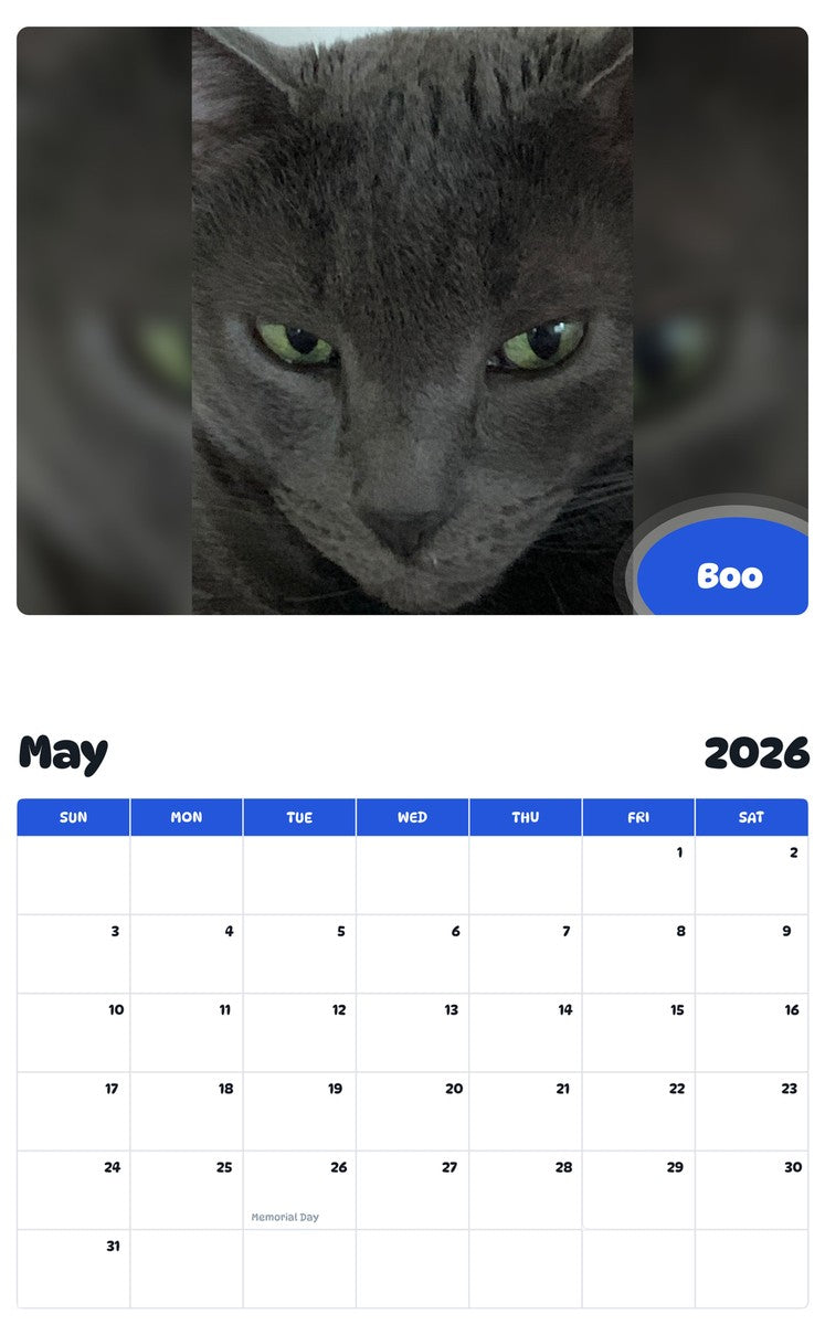 2026 - 2027 Boo - Pawidols Pet Calendar