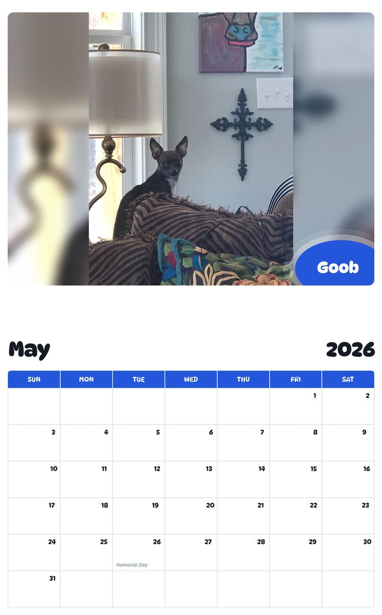 2026 - 2027 Goob - Pawidols Pet Calendar