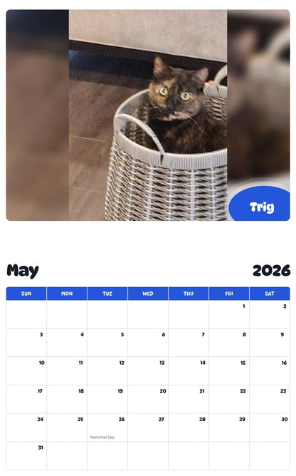 2026 - 2027 Trig - Pawidols Pet Calendar