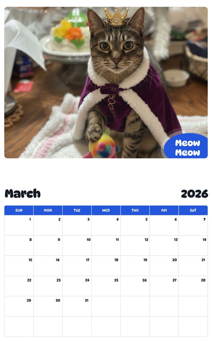November 2025 - October 2026 Meow Meow - Pawidols Pet Calendar