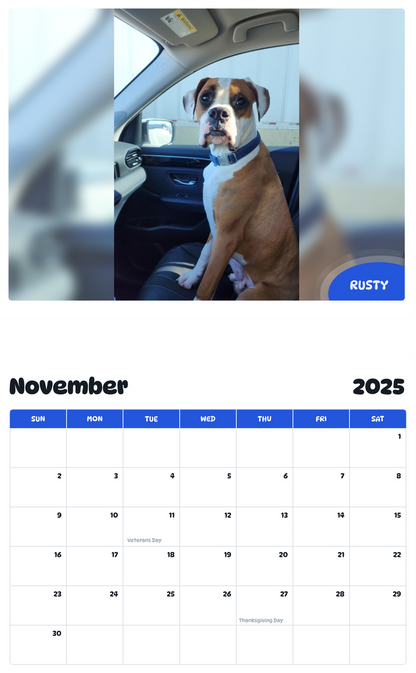 July 2025 - June 2026 Rusty - Pawidols Pet Calendar