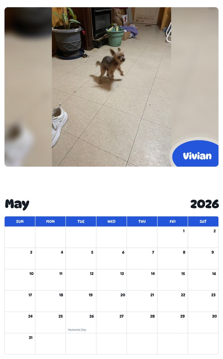 2026 - 2027 Vivian - Pawidols Pet Calendar