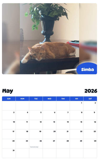 2026 - 2027 Simba - Pawidols Pet Calendar