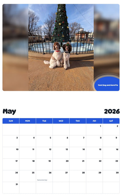 2026 - 2027 Yard Dog and Beretta - Pawidols Pet Calendar