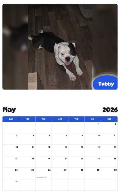 2026 - 2027 Tubby - Pawidols Pet Calendar