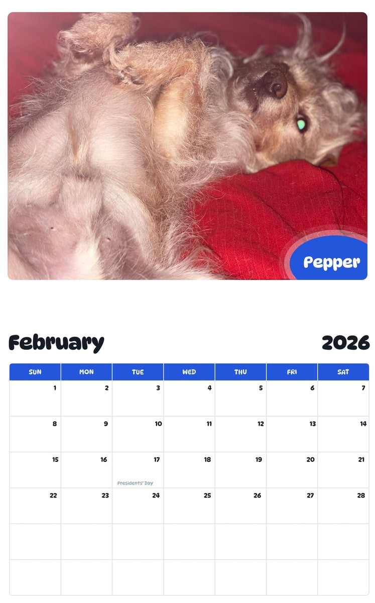 October 2025 - September 2026 Pepper - Pawidols Pet Calendar