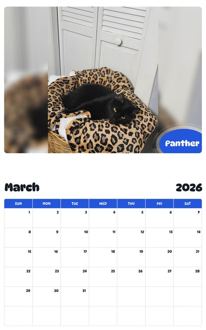 November 2025 - October 2026 Panther - Pawidols Pet Calendar