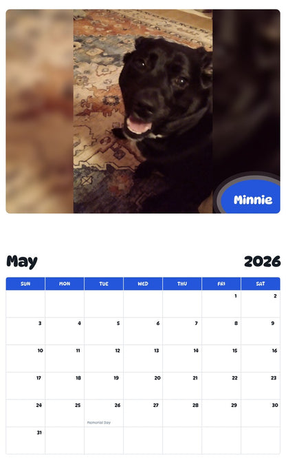 2026 - 2027 Minnie - Pawidols Pet Calendar
