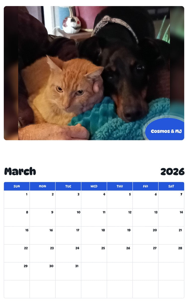 November 2025 - October 2026 Cosmos & MJ - Pawidols Pet Calendar