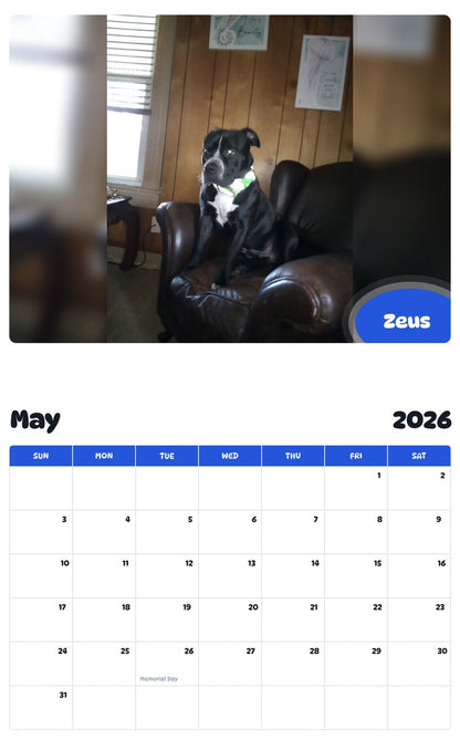 2026 - 2027 Zeus - Pawidols Pet Calendar
