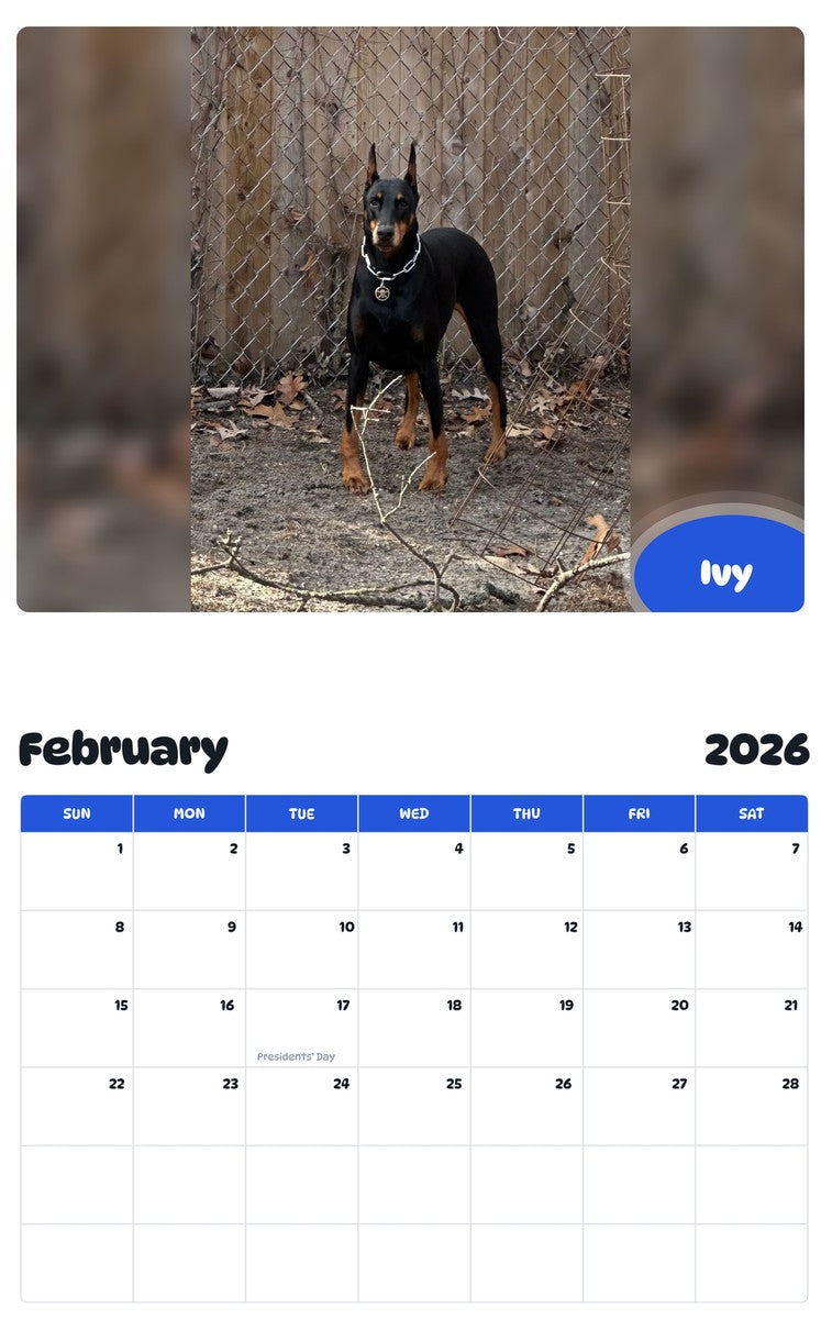 October 2025 - September 2026 Ivy - Pawidols Pet Calendar
