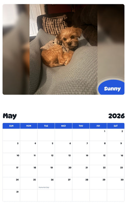 2026 - 2027 Sunny - Pawidols Pet Calendar