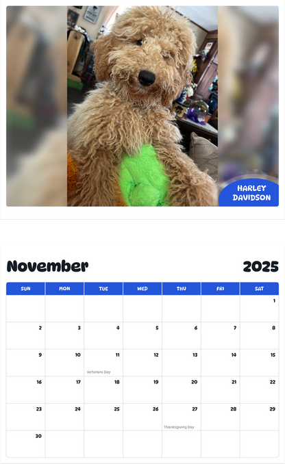 July 2025 - June 2026 Harley Davidson - Pawidols Pet Calendar
