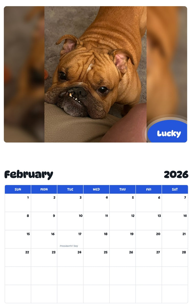 October 2025 - September 2026 Lucky - Pawidols Pet Calendar