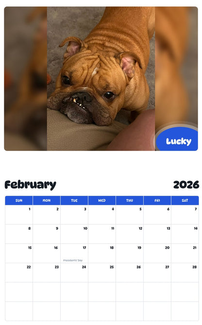 October 2025 - September 2026 Lucky - Pawidols Pet Calendar
