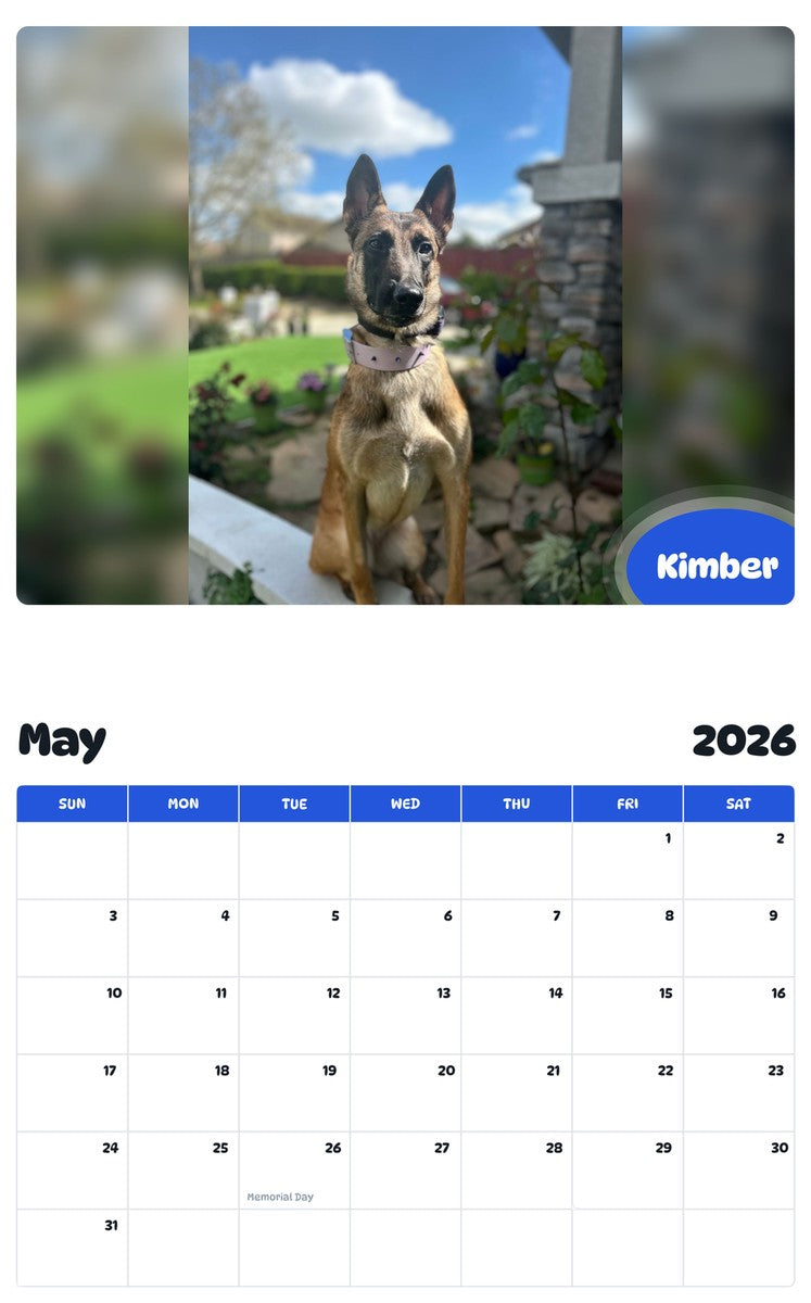 2026 - 2027 Kimber - Pawidols Pet Calendar