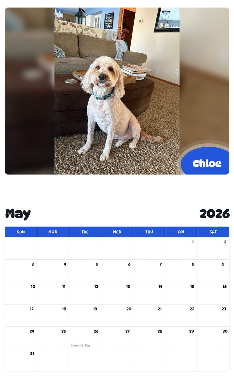 2026 - 2027 Chloe - Pawidols Pet Calendar