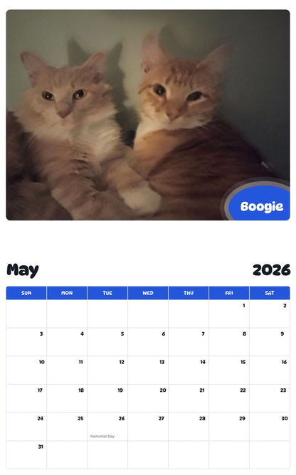 2026 - 2027 Boogie - Pawidols Pet Calendar