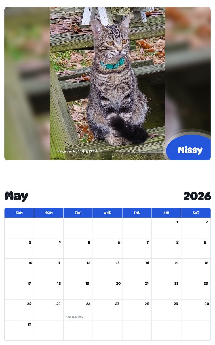 2026 - 2027 Missy - Pawidols Pet Calendar