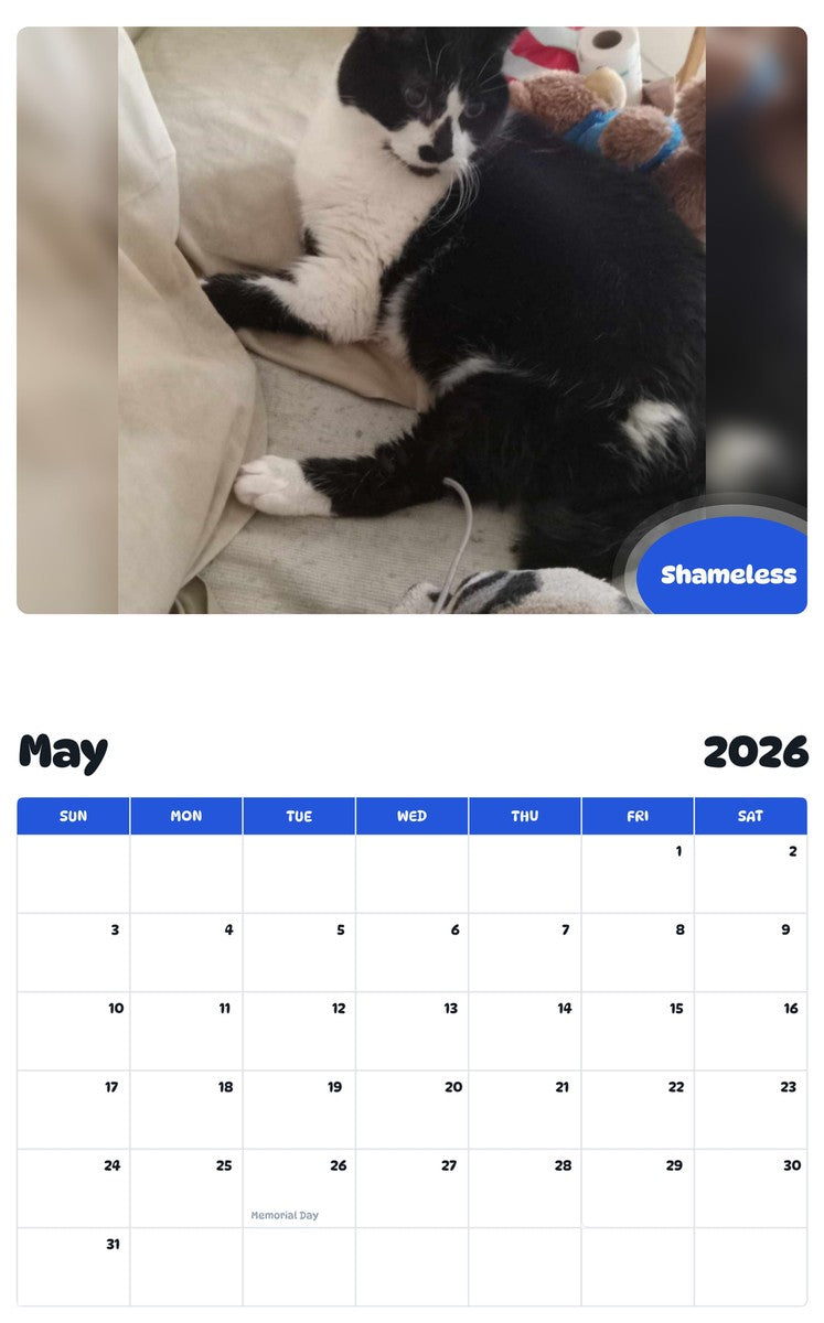 2026 - 2027 Shameless - Pawidols Pet Calendar