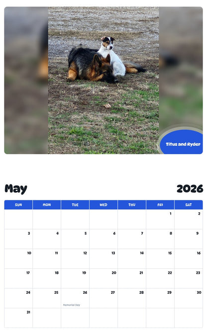 2026 - 2027 Titus and Ryder - Pawidols Pet Calendar