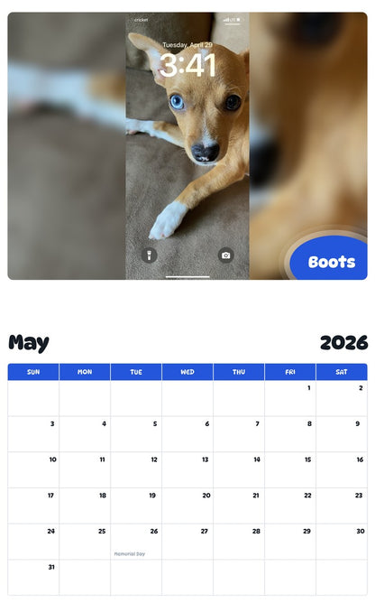 2026 - 2027 Boots - Pawidols Pet Calendar