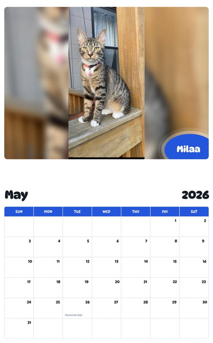 2026 - 2027 Milaa - Pawidols Pet Calendar