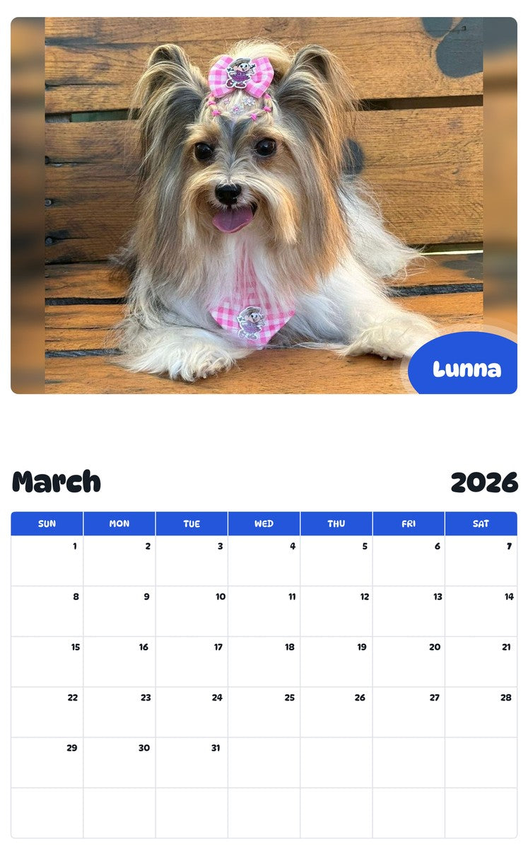 November 2025 - October 2026 Lunna - Pawidols Pet Calendar