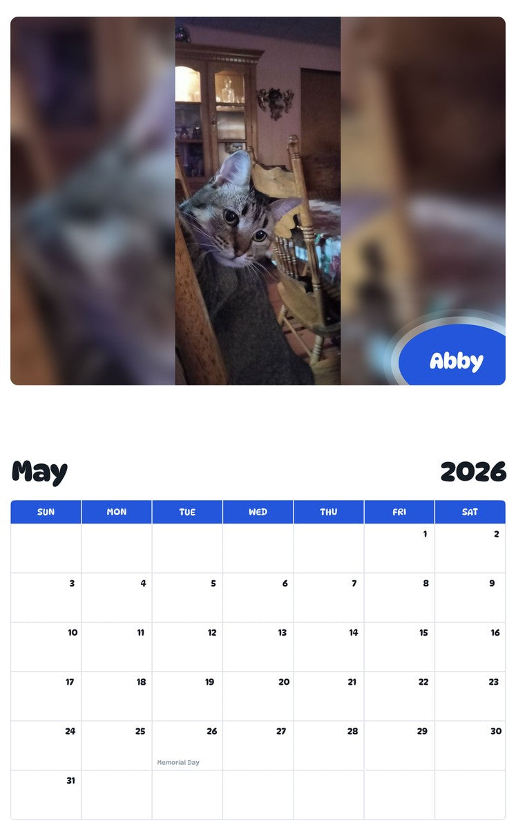 2026 - 2027 Abby - Pawidols Pet Calendar