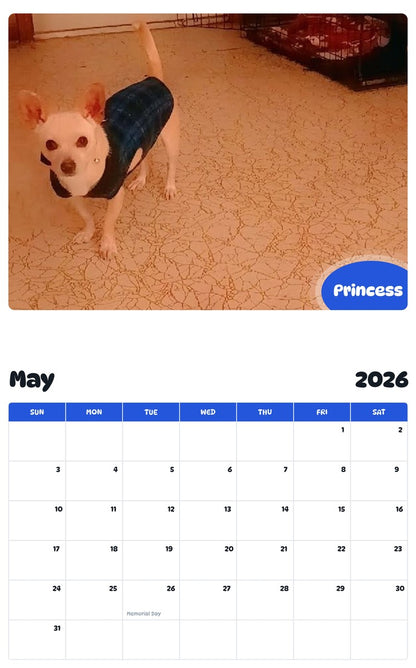 2026 - 2027 Princess - Pawidols Pet Calendar