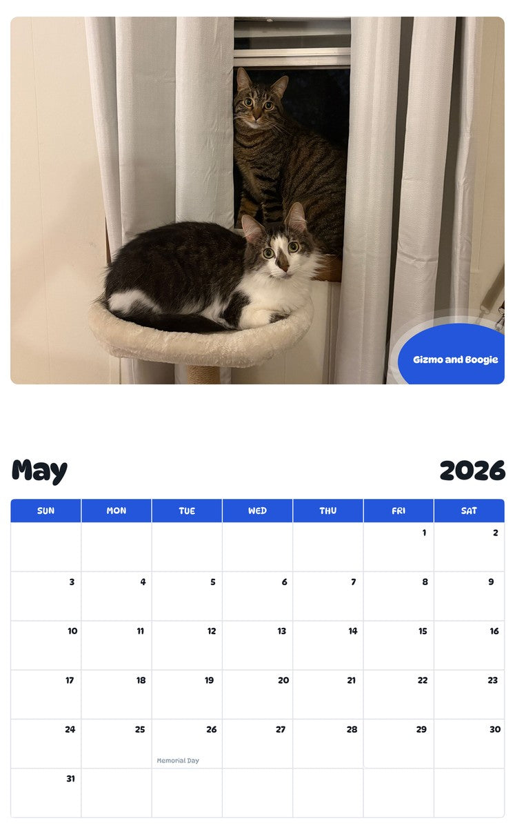 2026 - 2027 Gizmo and Boogie - Pawidols Pet Calendar