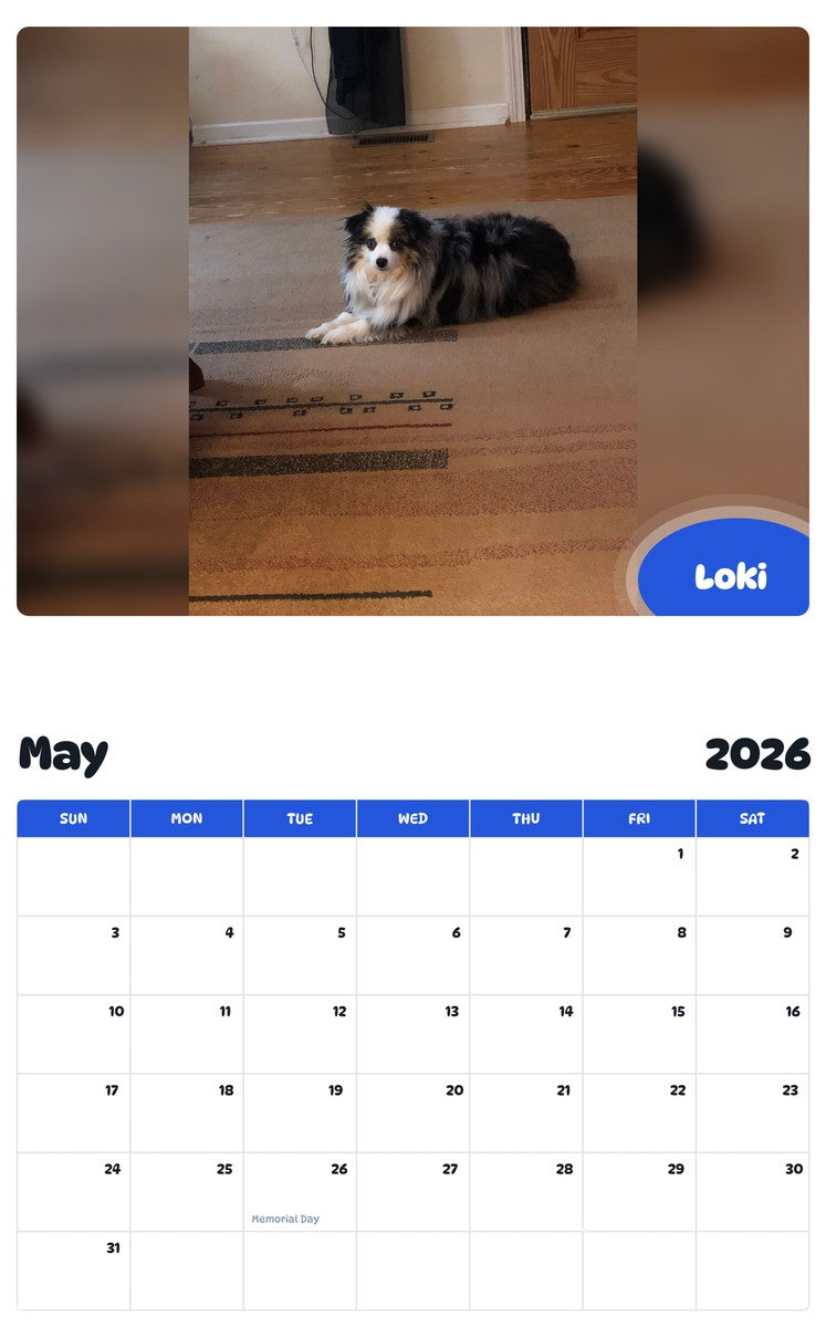 2026 - 2027 Loki - Pawidols Pet Calendar