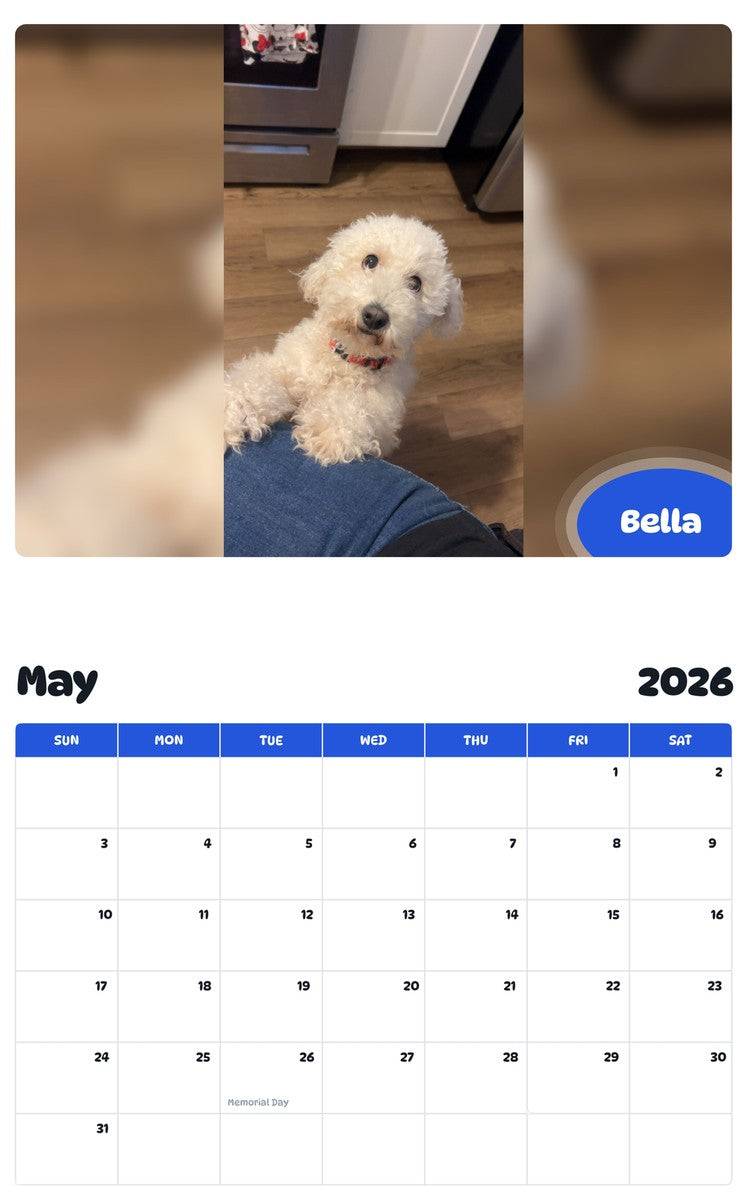 2026 - 2027 Bella - Pawidols Pet Calendar