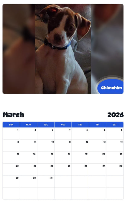 November 2025 - October 2026 Chimchim - Pawidols Pet Calendar