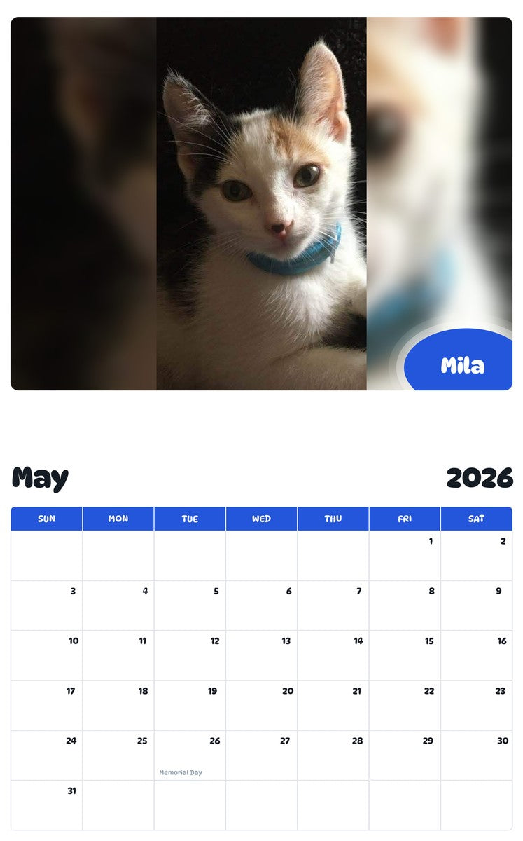 2026 - 2027 Mila - Pawidols Pet Calendar