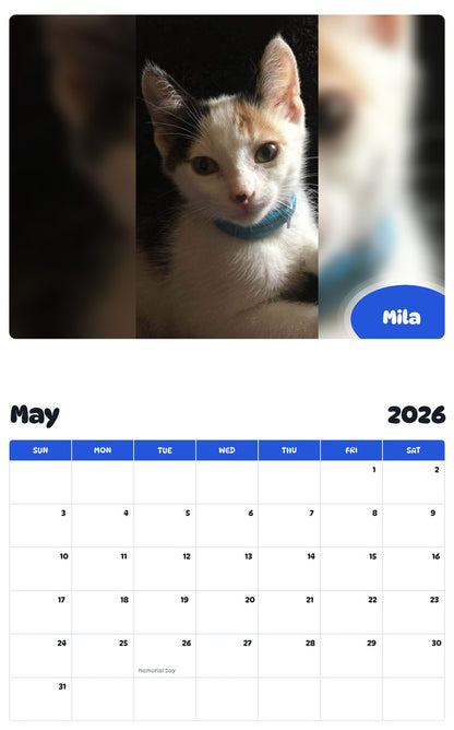 2026 - 2027 Mila - Pawidols Pet Calendar