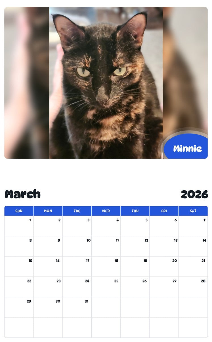 November 2025 - October 2026 Minnie - Pawidols Pet Calendar