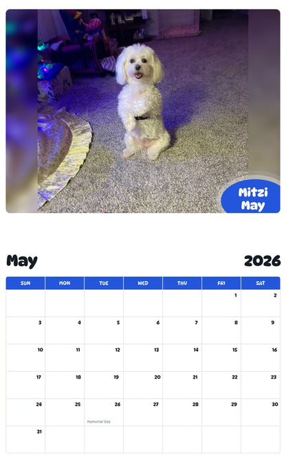 2026 - 2027 Mitzi May - Pawidols Pet Calendar