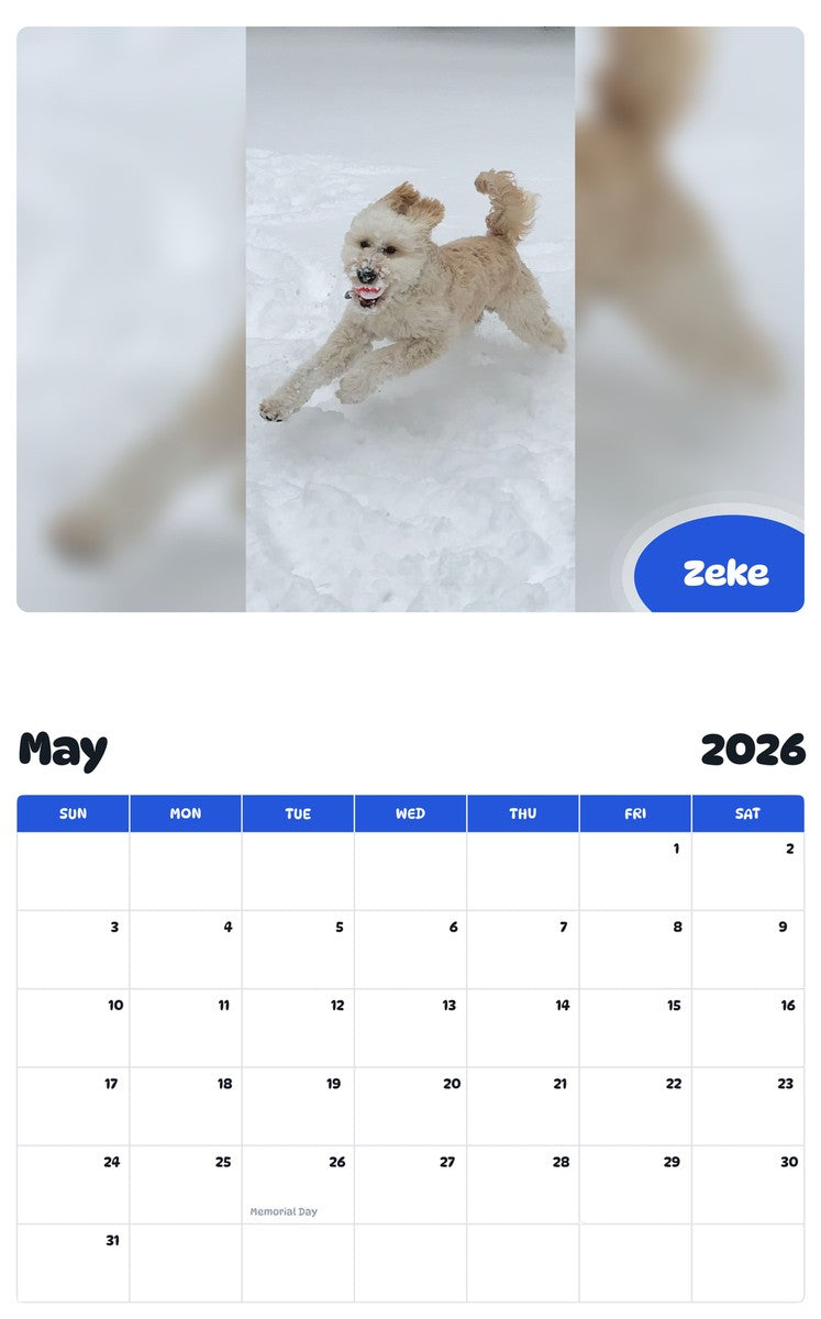 2026 - 2027 Zeke - Pawidols Pet Calendar