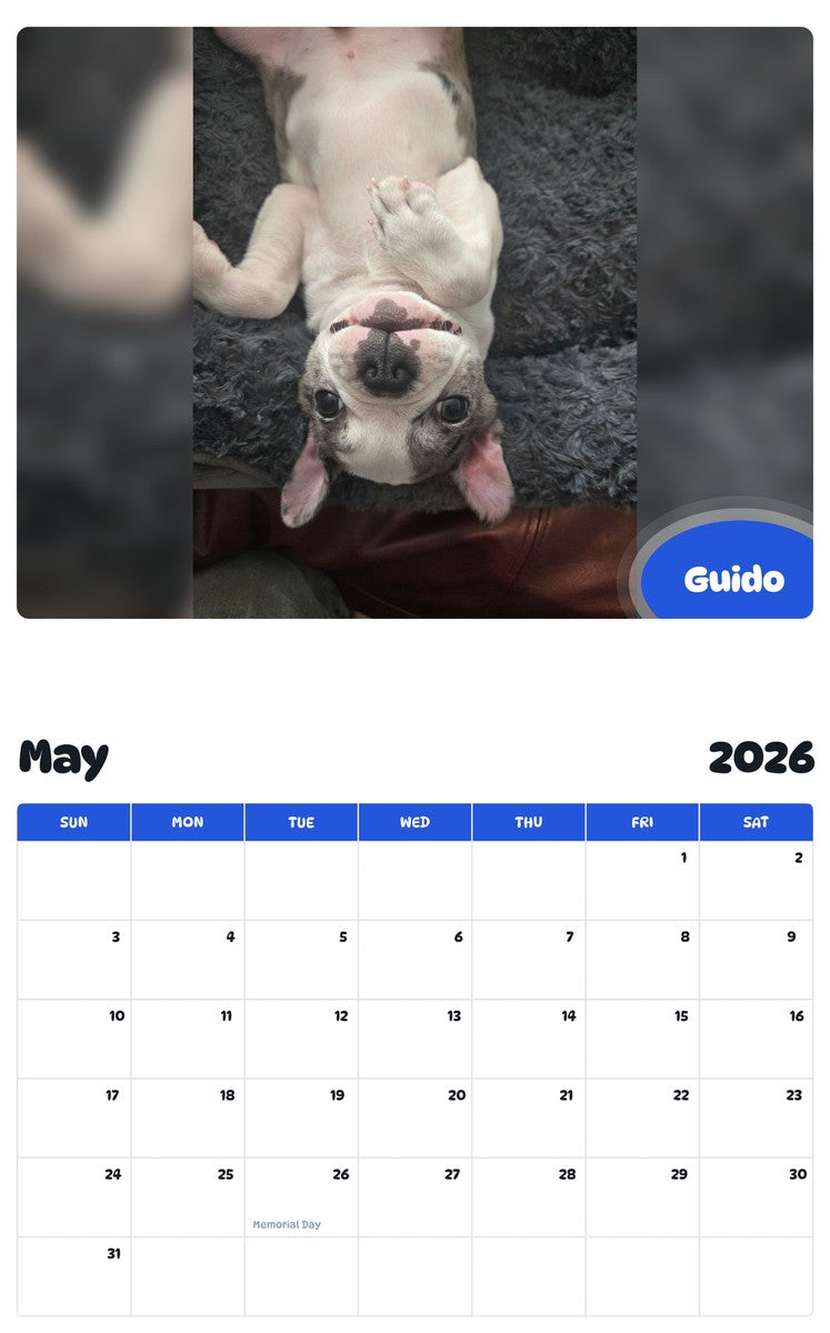 2026 - 2027 Guido - Pawidols Pet Calendar