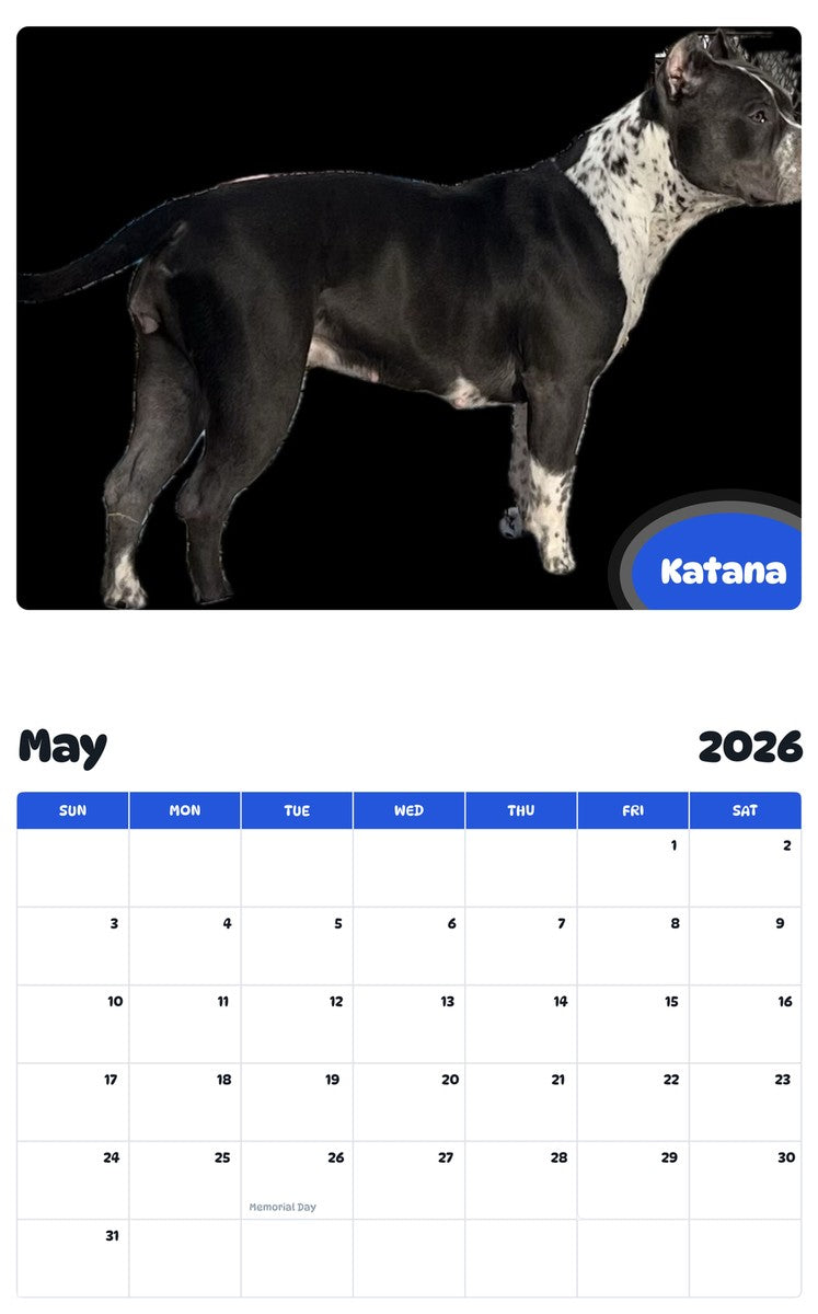 2026 - 2027 Katana - Pawidols Pet Calendar