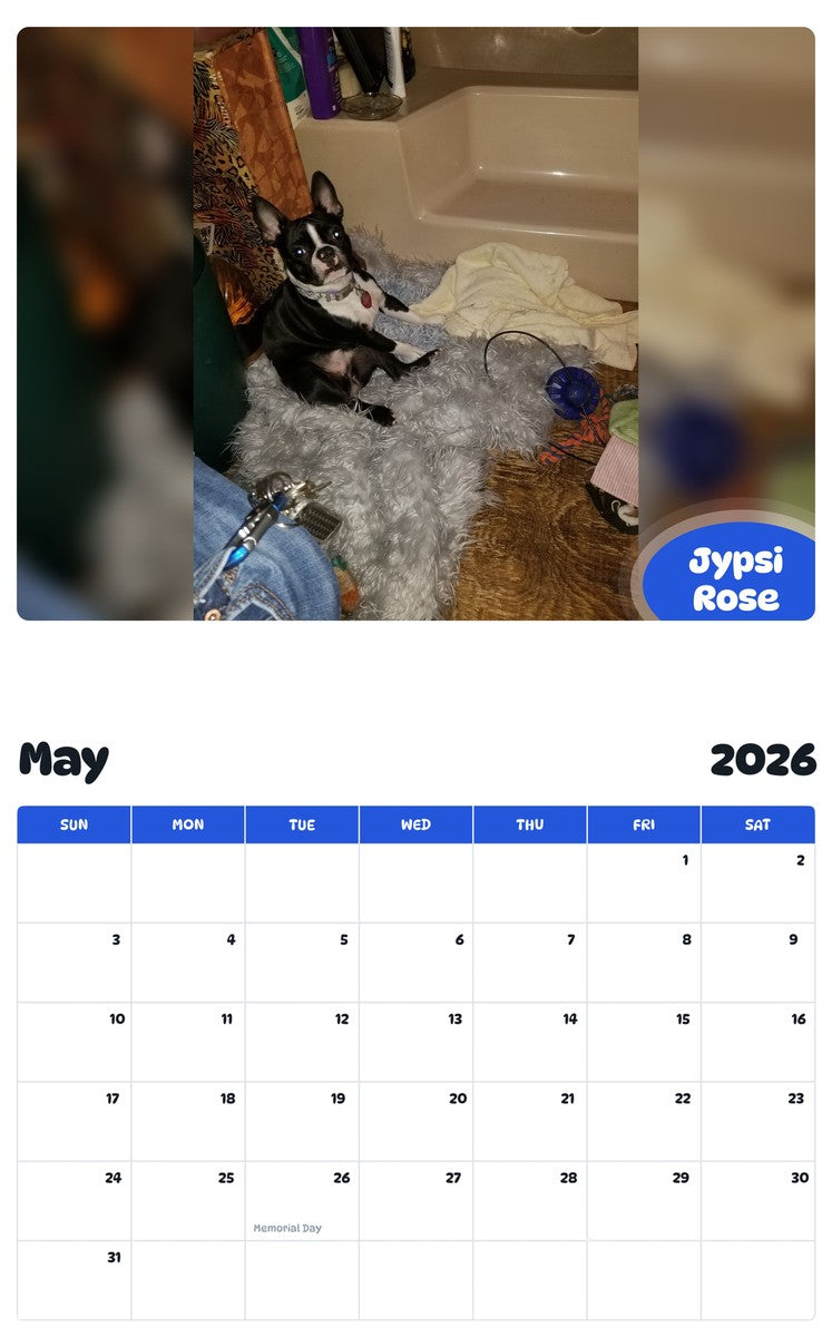 2026 - 2027 Jypsi Rose - Pawidols Pet Calendar