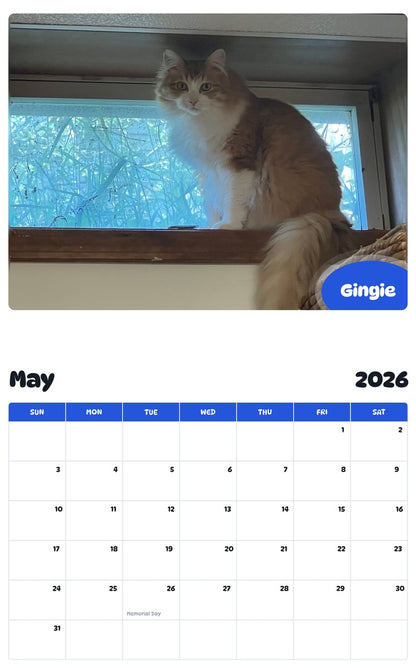 2026 - 2027 Gingie - Pawidols Pet Calendar