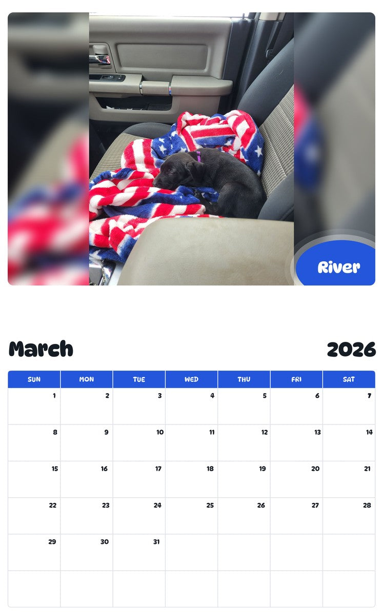 November 2025 - October 2026 River - Pawidols Pet Calendar