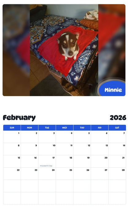 October 2025 - September 2026 Minnie - Pawidols Pet Calendar