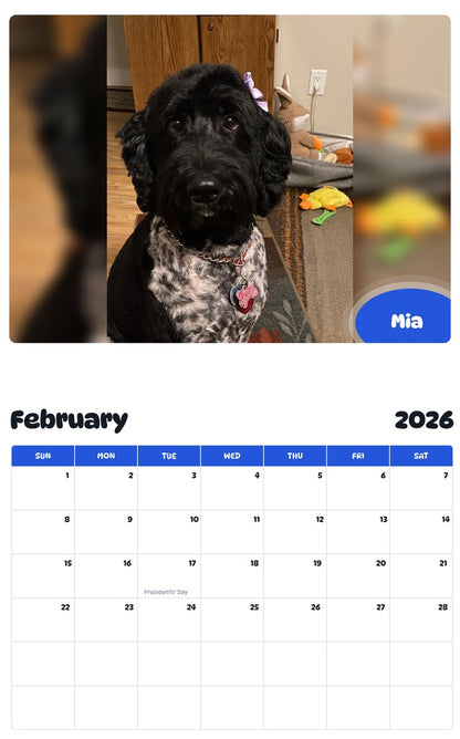 October 2025 - September 2026 Mia - Pawidols Pet Calendar