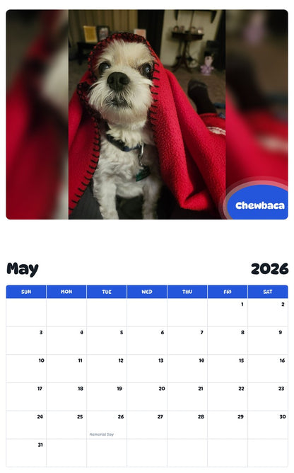 2026 - 2027 Chewbaca - Pawidols Pet Calendar